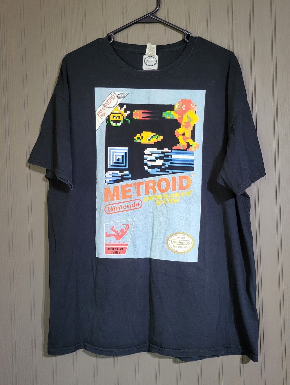 Nintendo NES Classic Metroid Short Sleeve Graphic T-Shirt Retro Black Men's XL